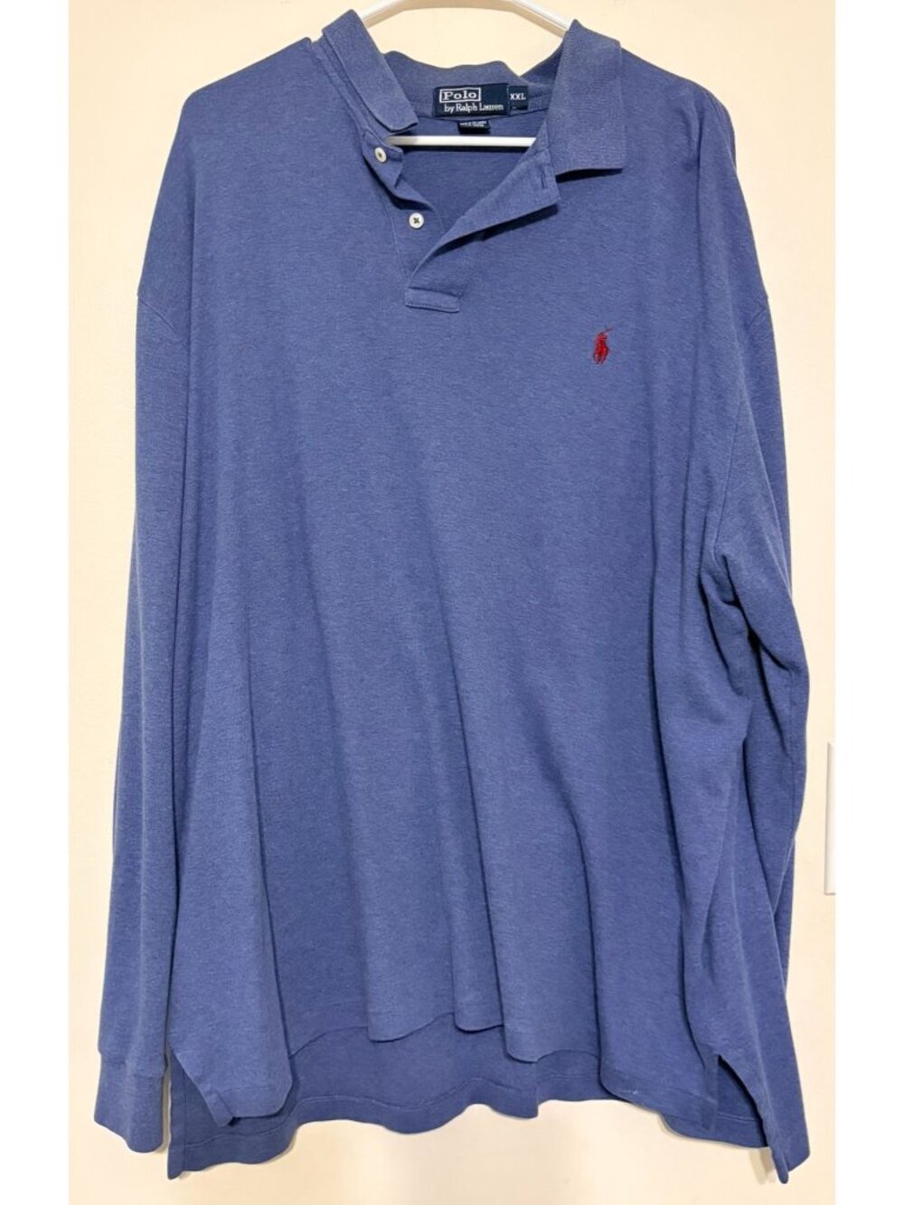 Men's PRL Polo Ralph Lauren Long Sleeve Royal Blue Red Pony Polo Size XXL